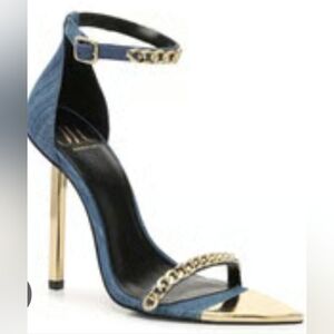 NIB JLO Jennifer Lopez Binnie Denim Wash Heels SZ 9M